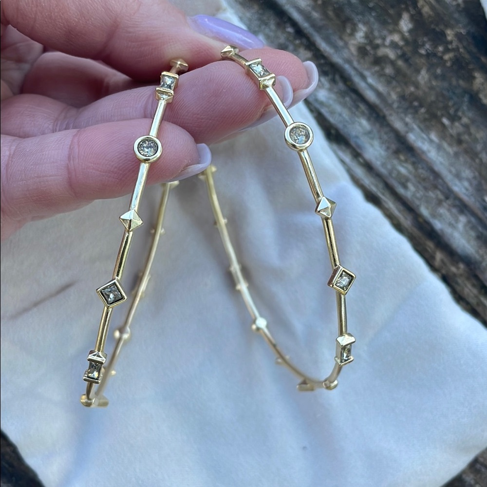 Kendra Scott Gold Hoop Earrings with Bead Details